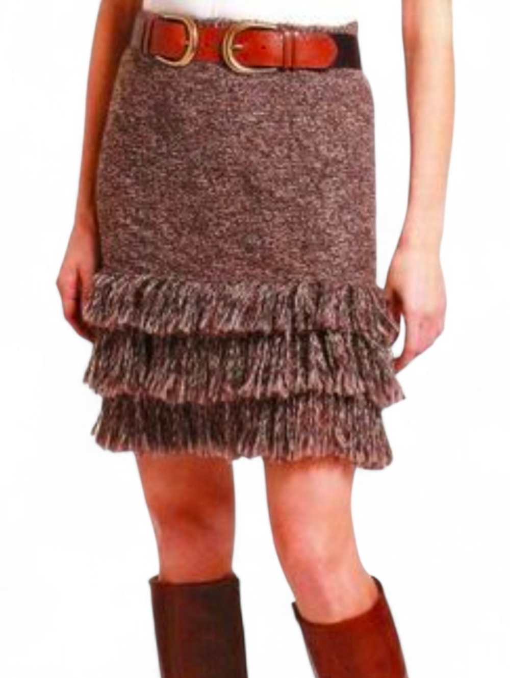NWT SPARROW / ANTHROPOLOGIE Wool Alpaca Blend Fringe Pencil Skirt - Large